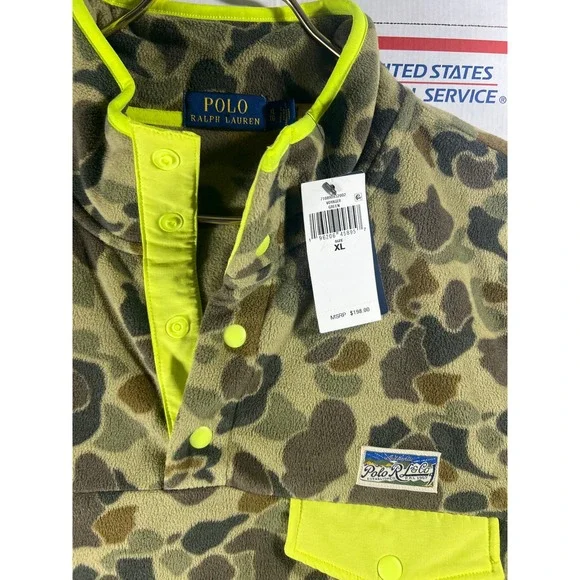 Mens Polo Ralph Lauren Camo Fleece Pullover Voyager Quarter Zip NWT - Picture 3 of 4